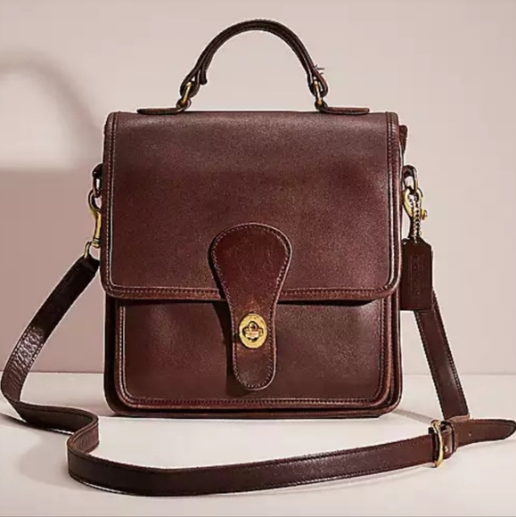 Vintage Turnlock Genuine Leather 90s Satchel Handbag Station Tan Crossbody - Picture 12 of 12